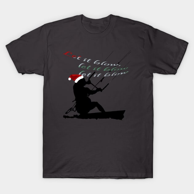 Kitesurfing Festive Christmas Vacation Novelty Vector T-Shirt by taiche